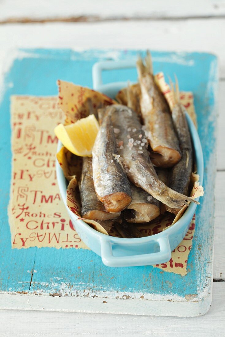 Fried herrings with lemons (Christmassy)