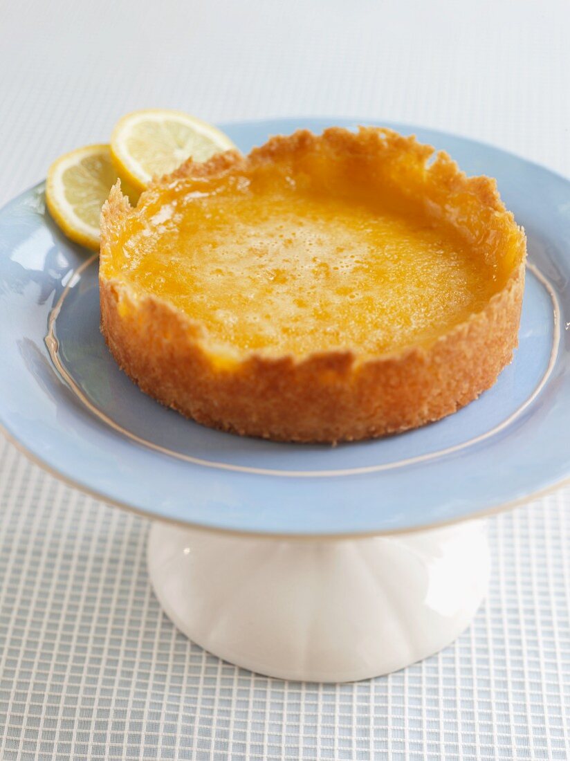 Small Lemon Tart on a Pedestal Dish