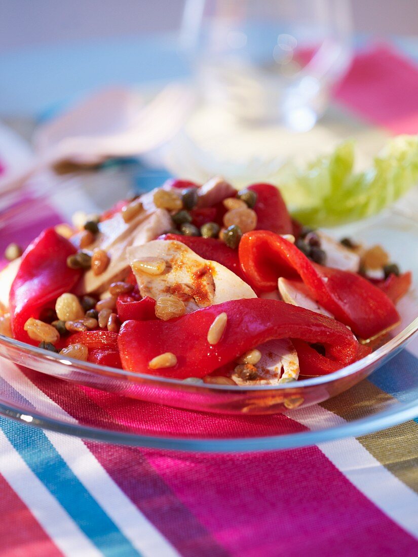 Hähnchensalat mit Paprikaschoten