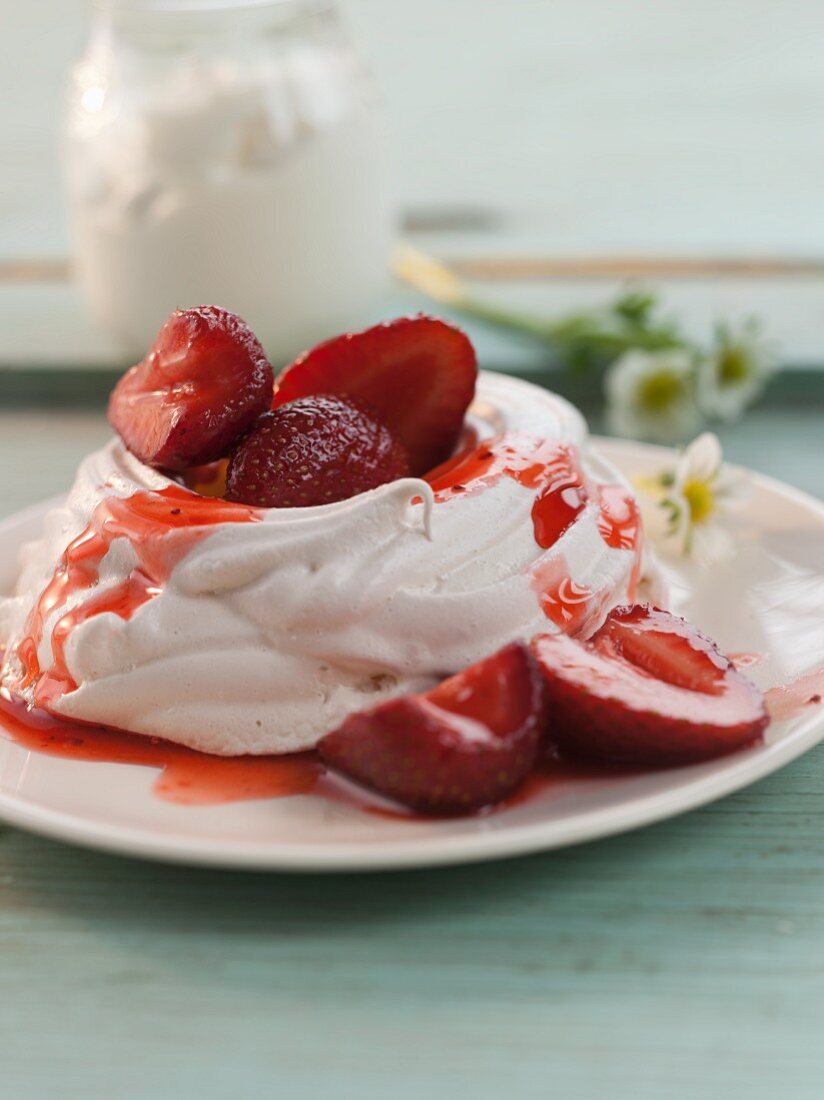 Strawberries in a Meringue Cup