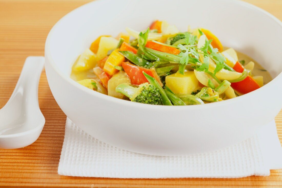 Vegetable curry in a bowl