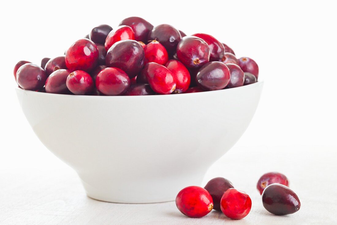 Cranberries in a white bowl