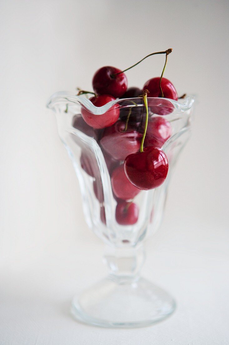 Cherries in a sundae glass