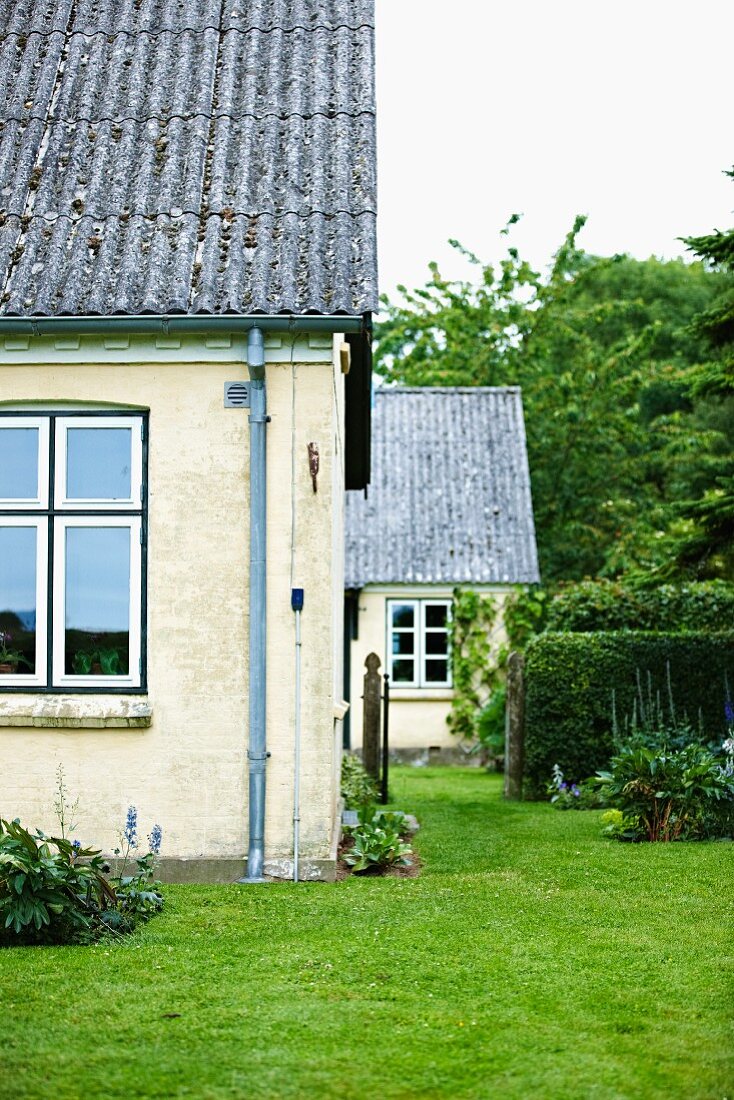 A country house with a garden