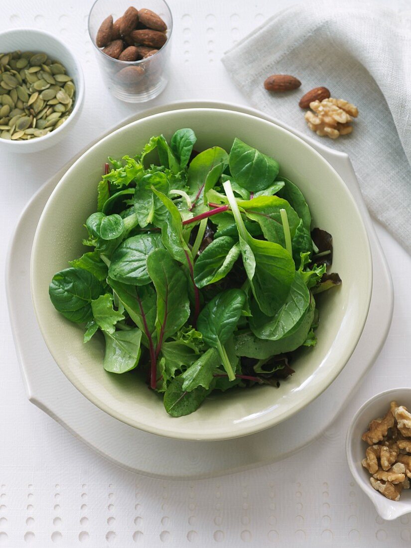 Plain Mixed Green Salad with Assorted Nuts