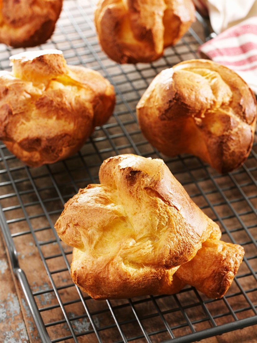 Five Popovers on a Cooling Rack