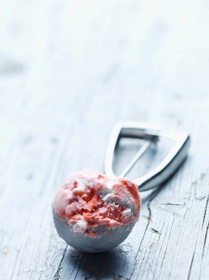 Ice cream in an ice cream scoop