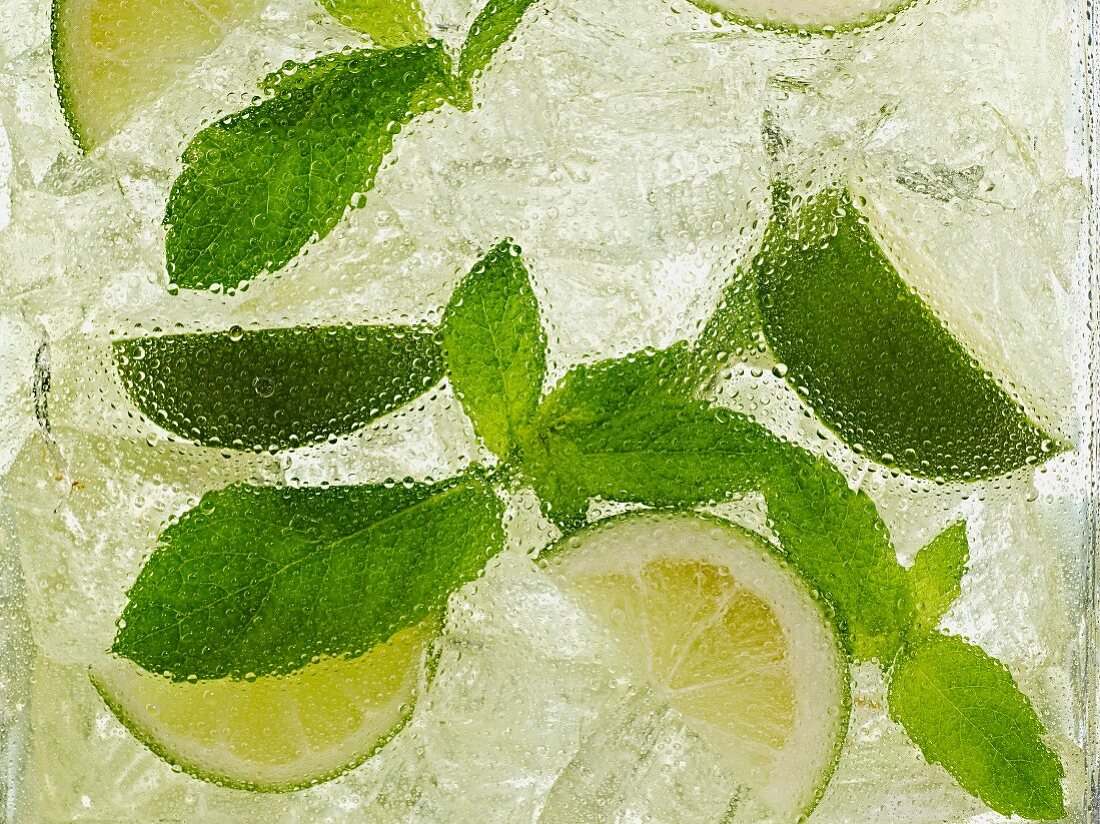 A Mojito with mint (close-up)