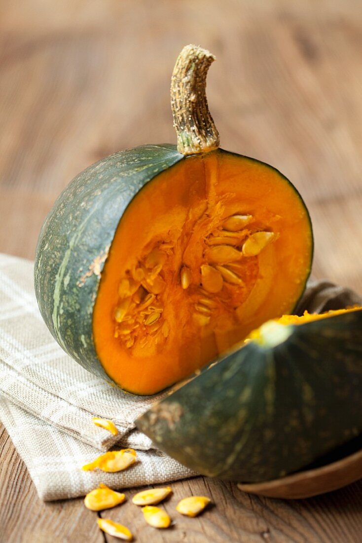 A halved winter squash