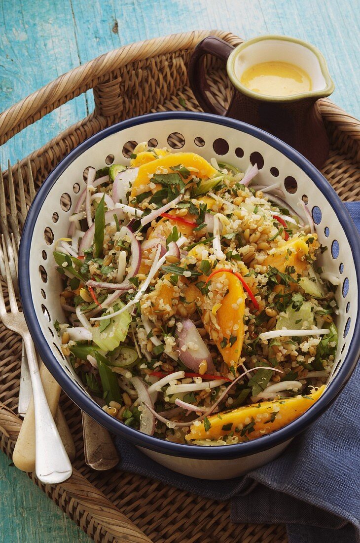 Grain salad with mango and mint
