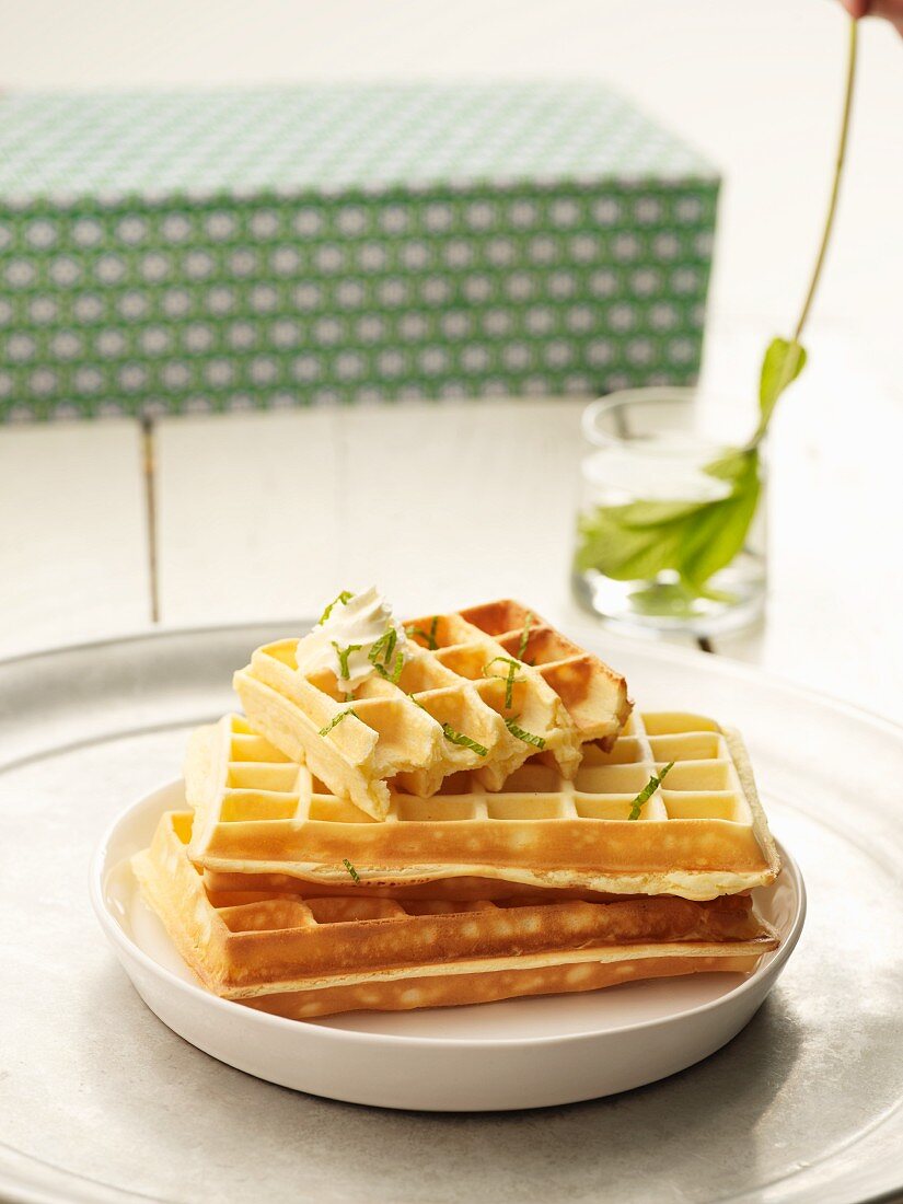 Mojito waffles with lime zest