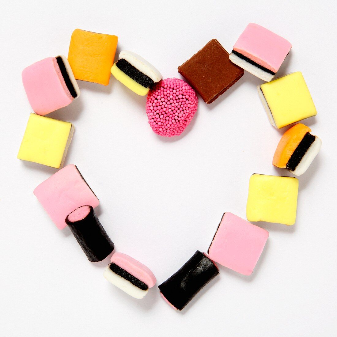 A heart shape made using liquorice sweets
