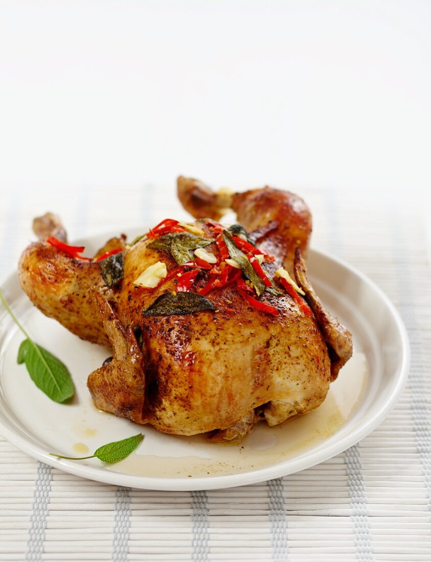 Barbecued chicken with sage