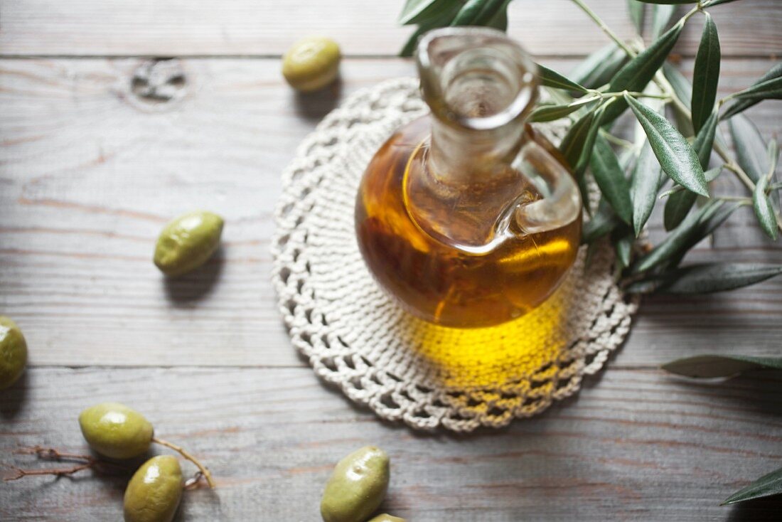 Olive oil in a carafe