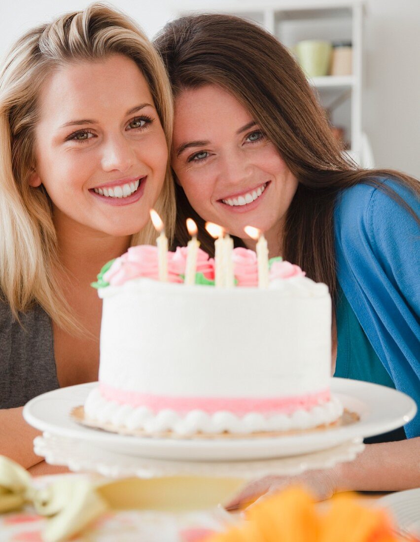 Friends and birthday cake