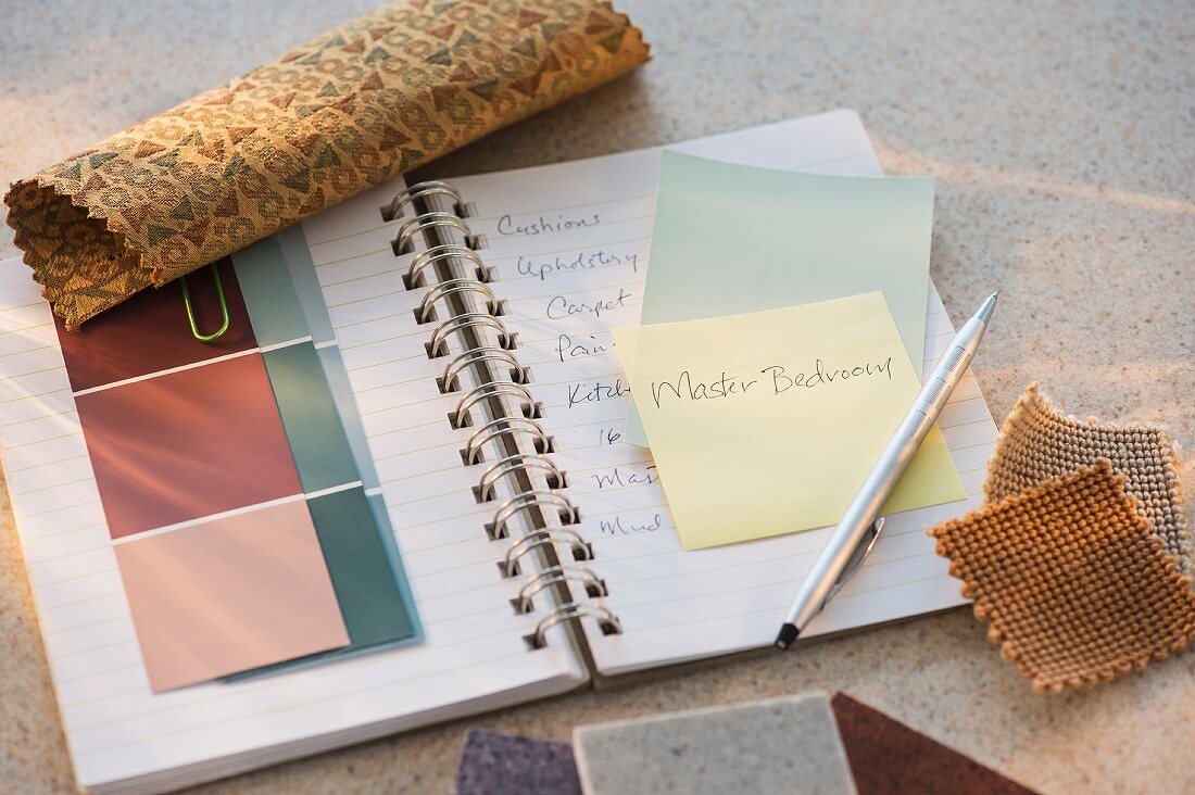 Notebook and color samples