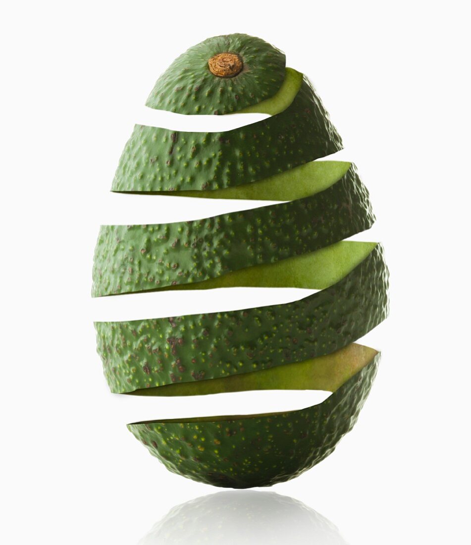 Avocado peel in avocado shape, studio shot