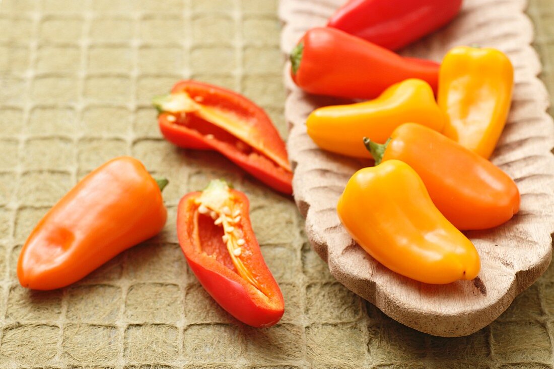 Mini-peppers in a dish