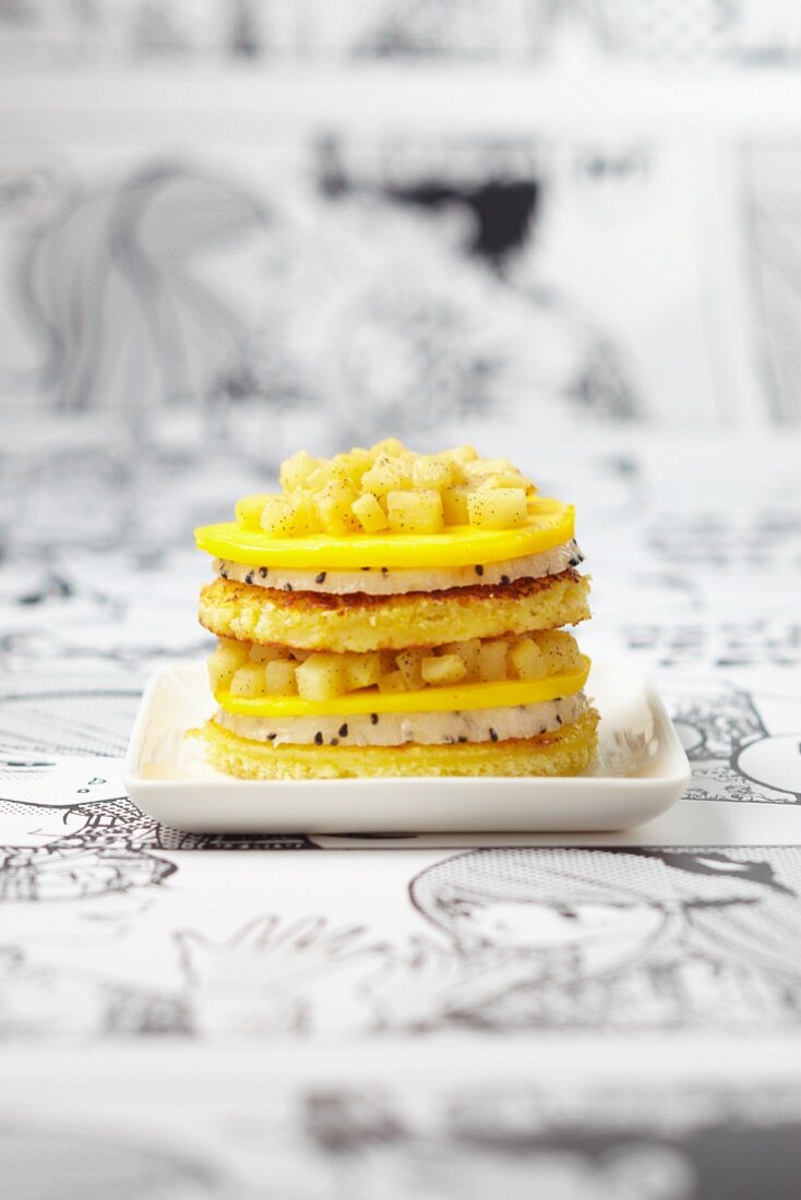 Mille-feuille with pitahaya and ginger