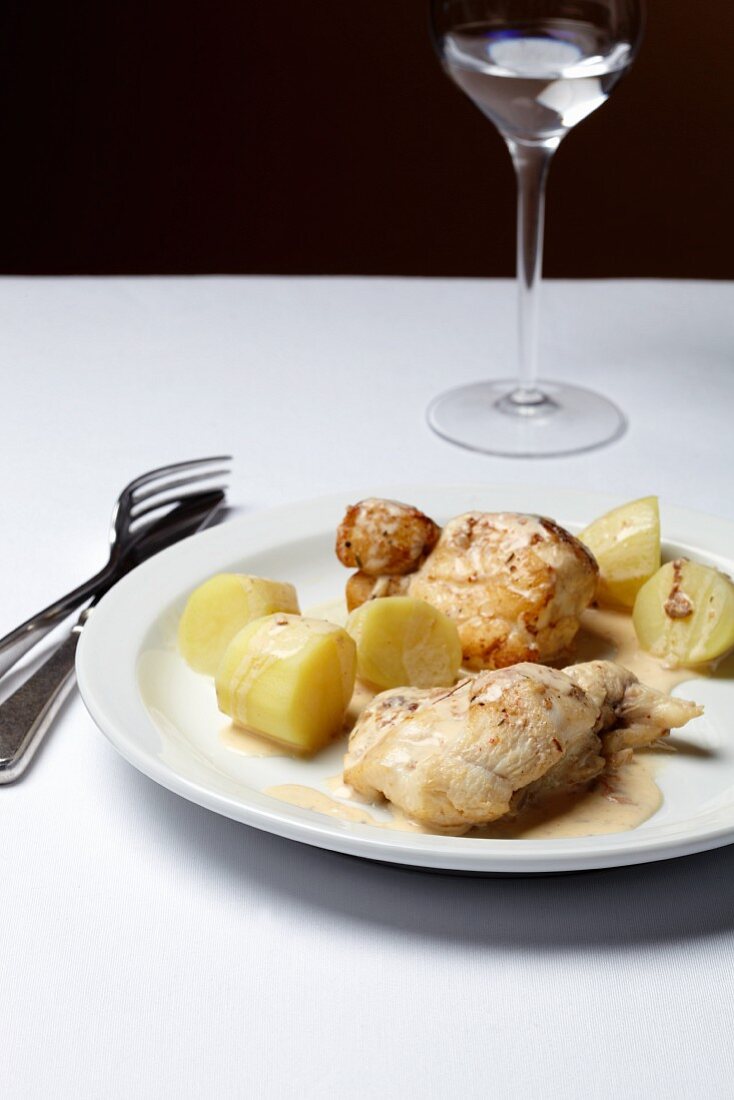 Savory monkfish fillet with potatoes