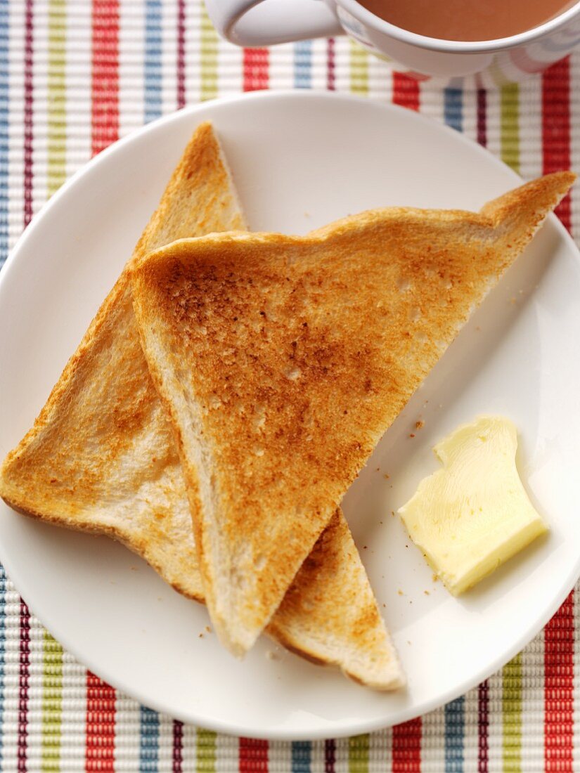 Toast with butter and tea