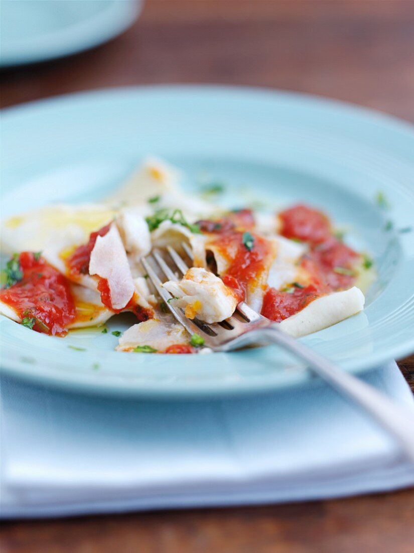Fisch-Ravioli mit Tomatensauce