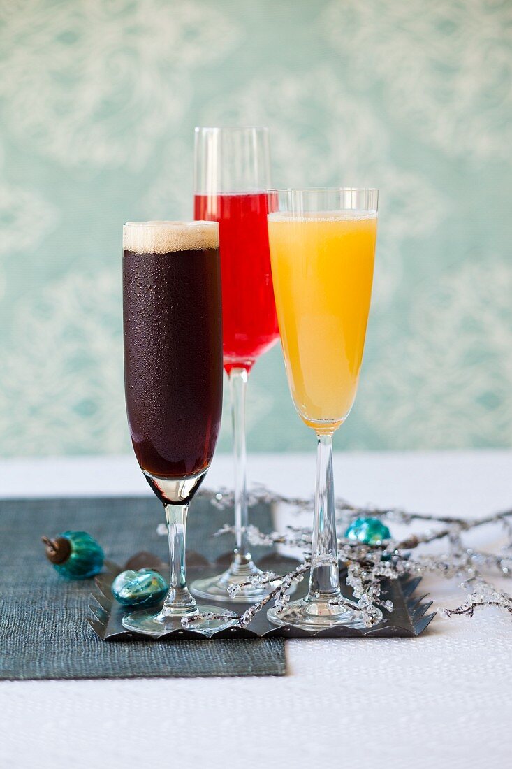 Three champagne cocktails for Christmas