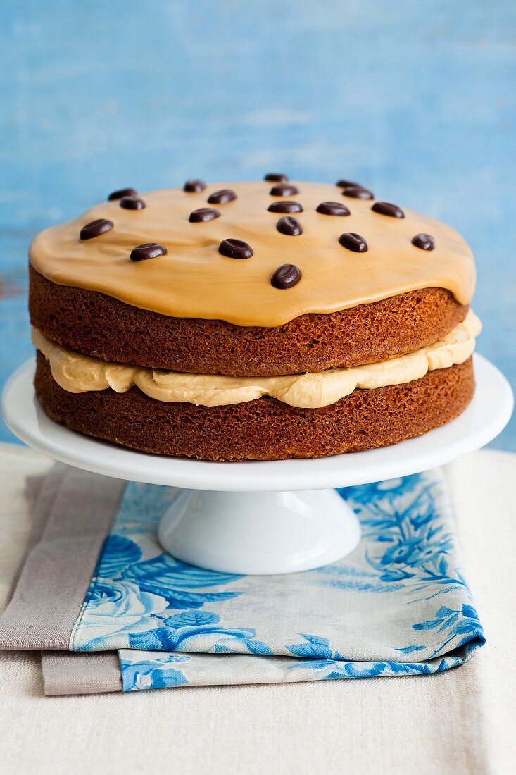 Coffee cake with coffee beans