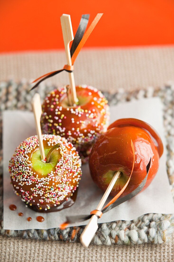 Three toffee apples