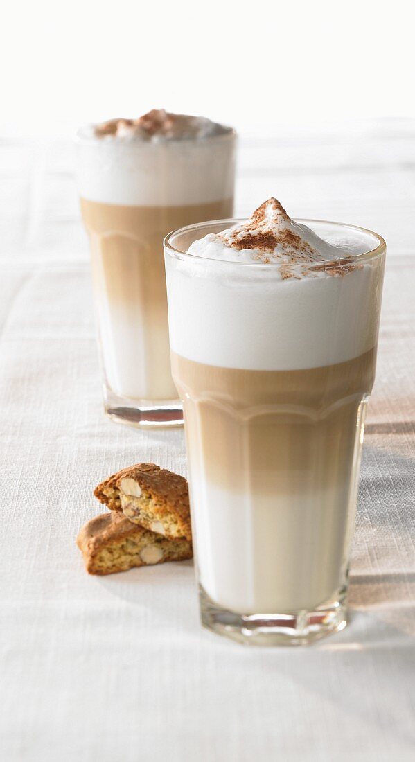 Two glasses of cafe latte