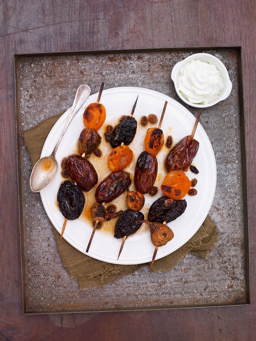 BBQ - kebabs with marinated dried fruit (dates, apricots, figs and prunes)