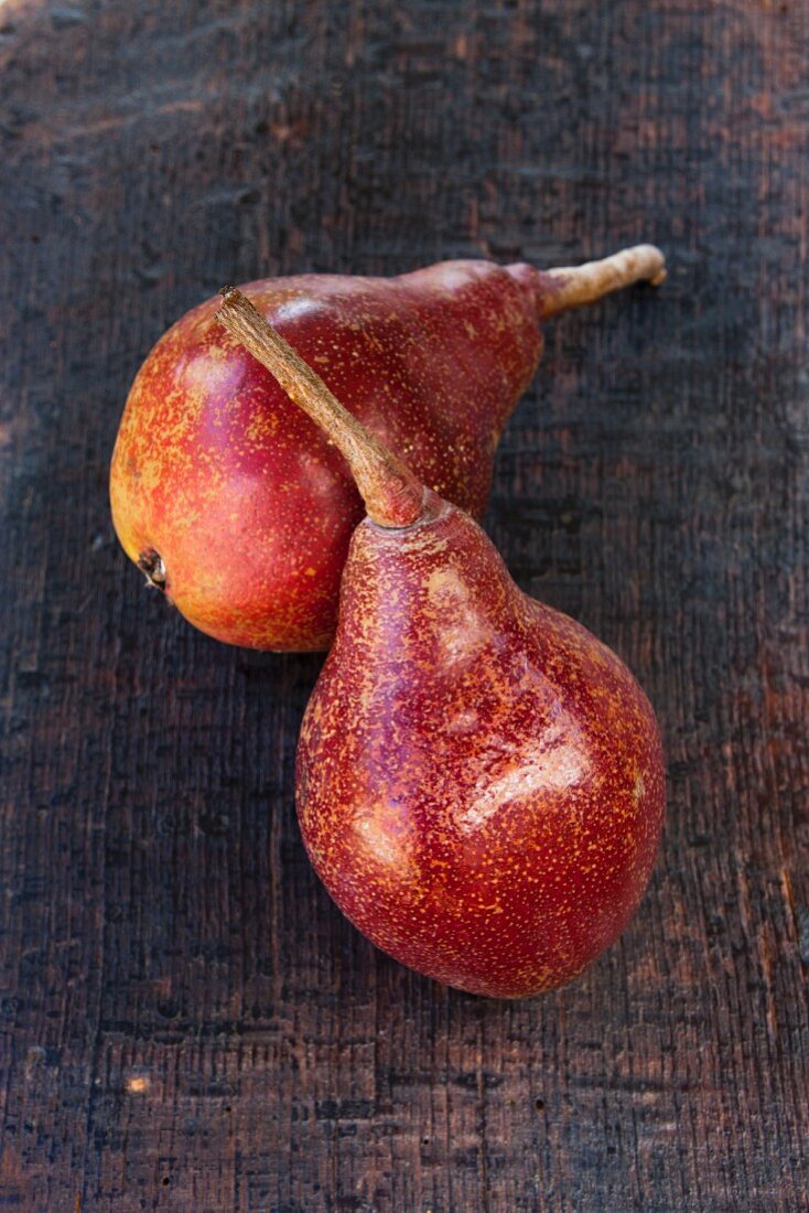 Two Dark Red Pears