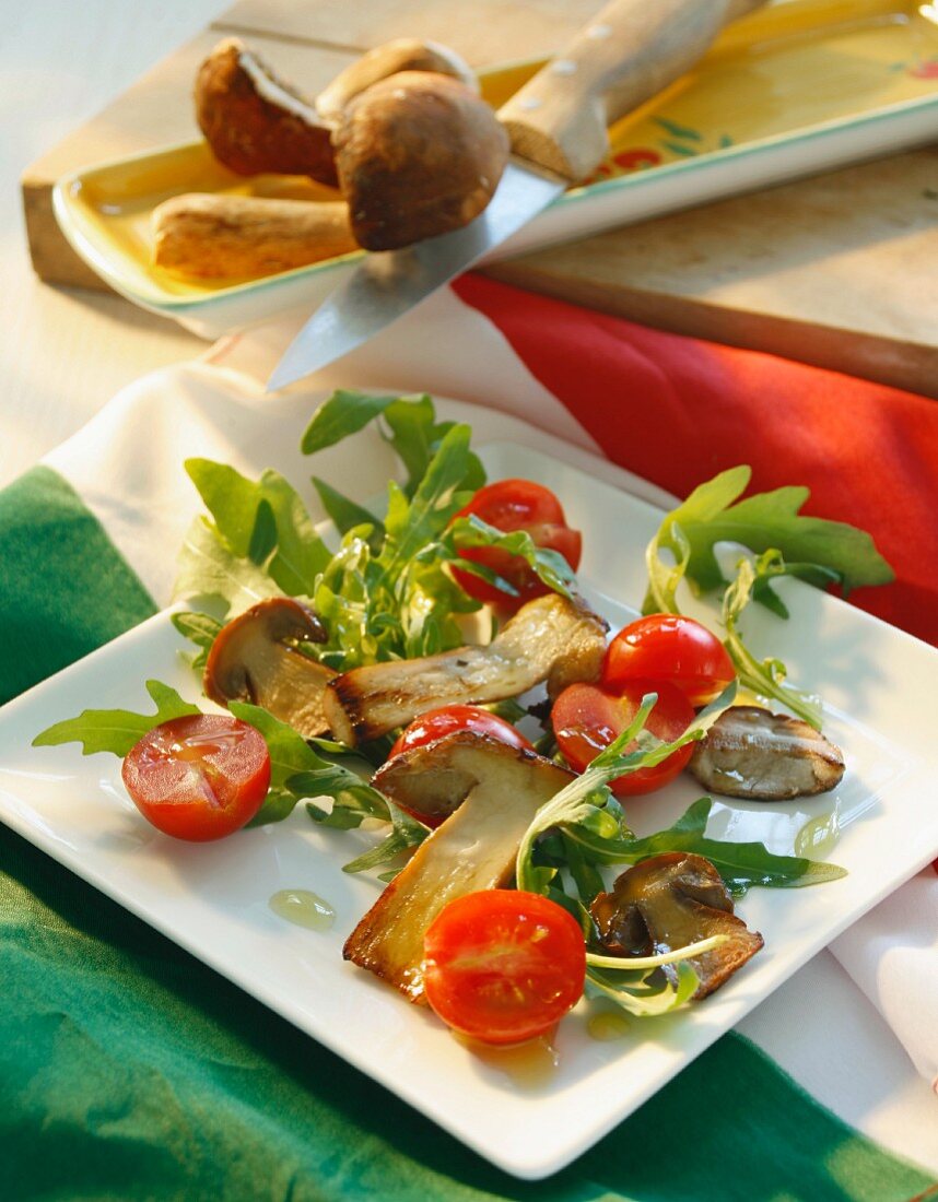 Insalata di rucola e porcini (rocket salad with porcini mushrooms)