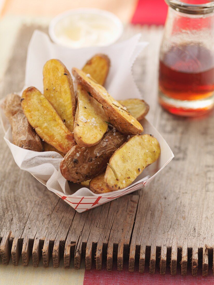 Roasted Fingerling potatoes with a dip