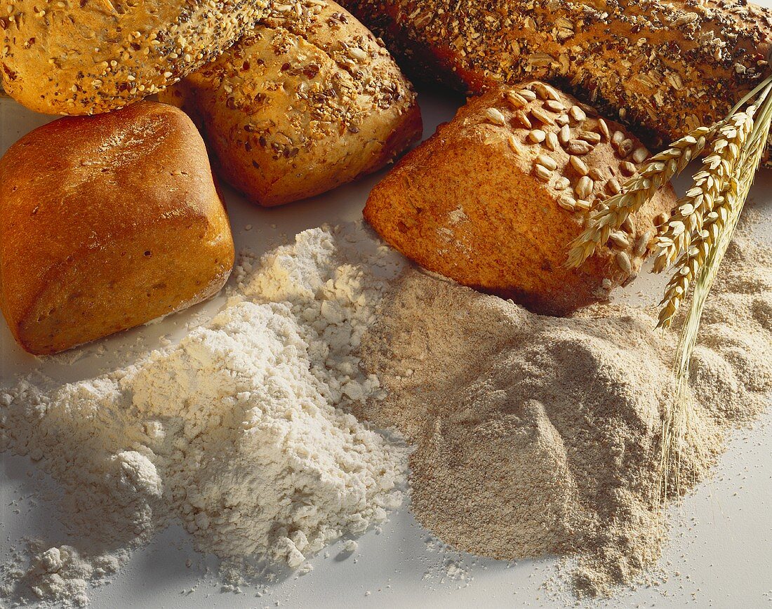 Healthy Bread Loaves with Sunflower Seeds; Assorted Flour
