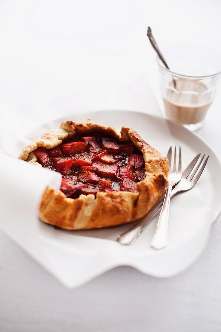 Strawberry galette with a cup of coffee