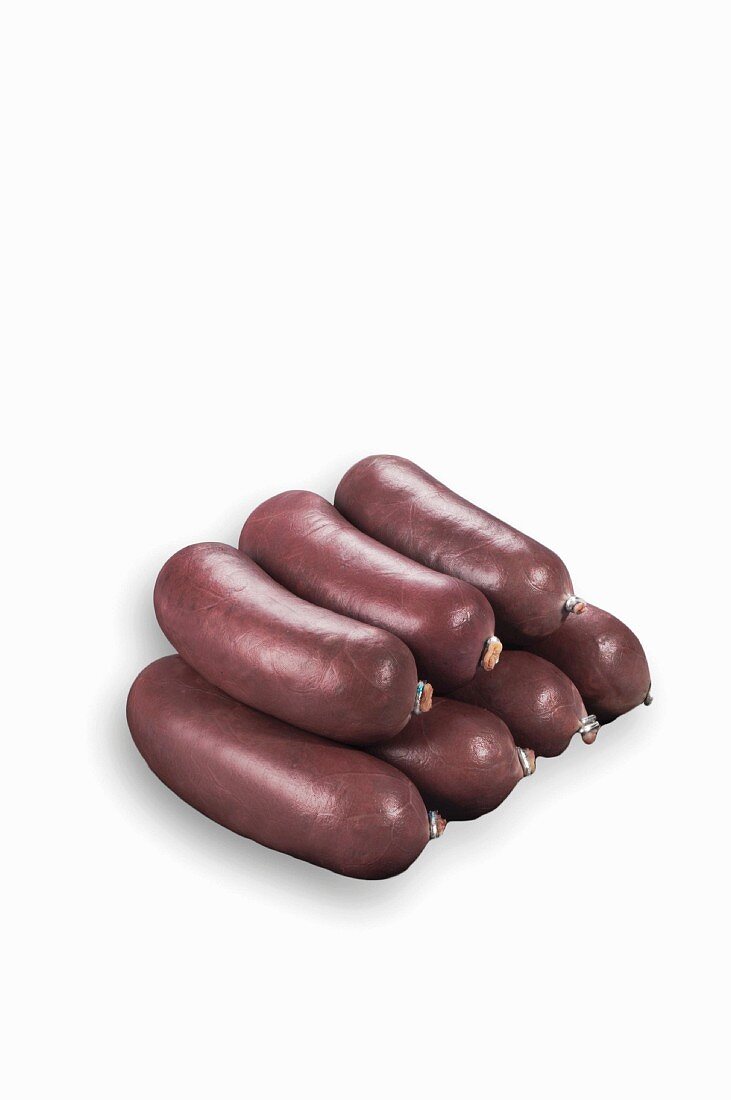 Several black pudding sausages