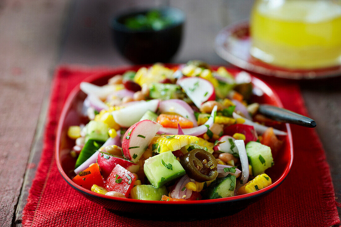 Mexican vegetable salad with beans