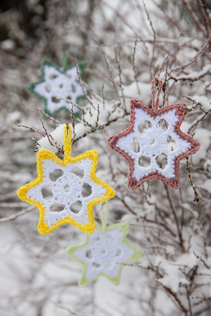 Hand-crocheted Christmas stars