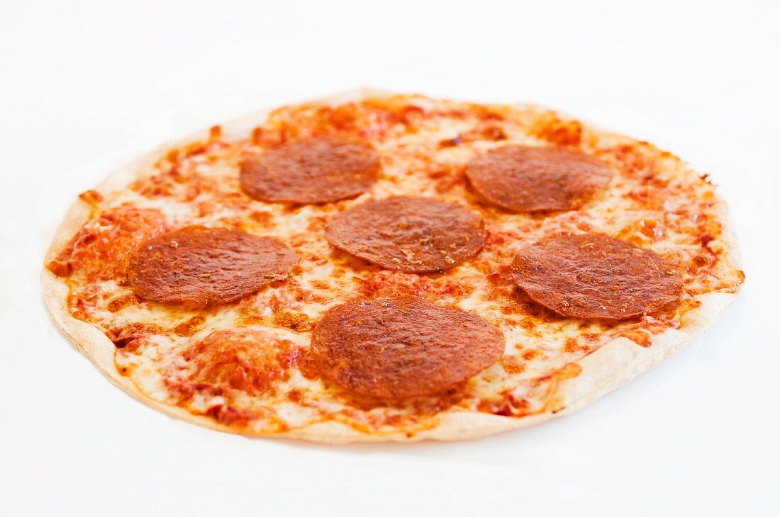 Whole Pepperoni Pizza on White