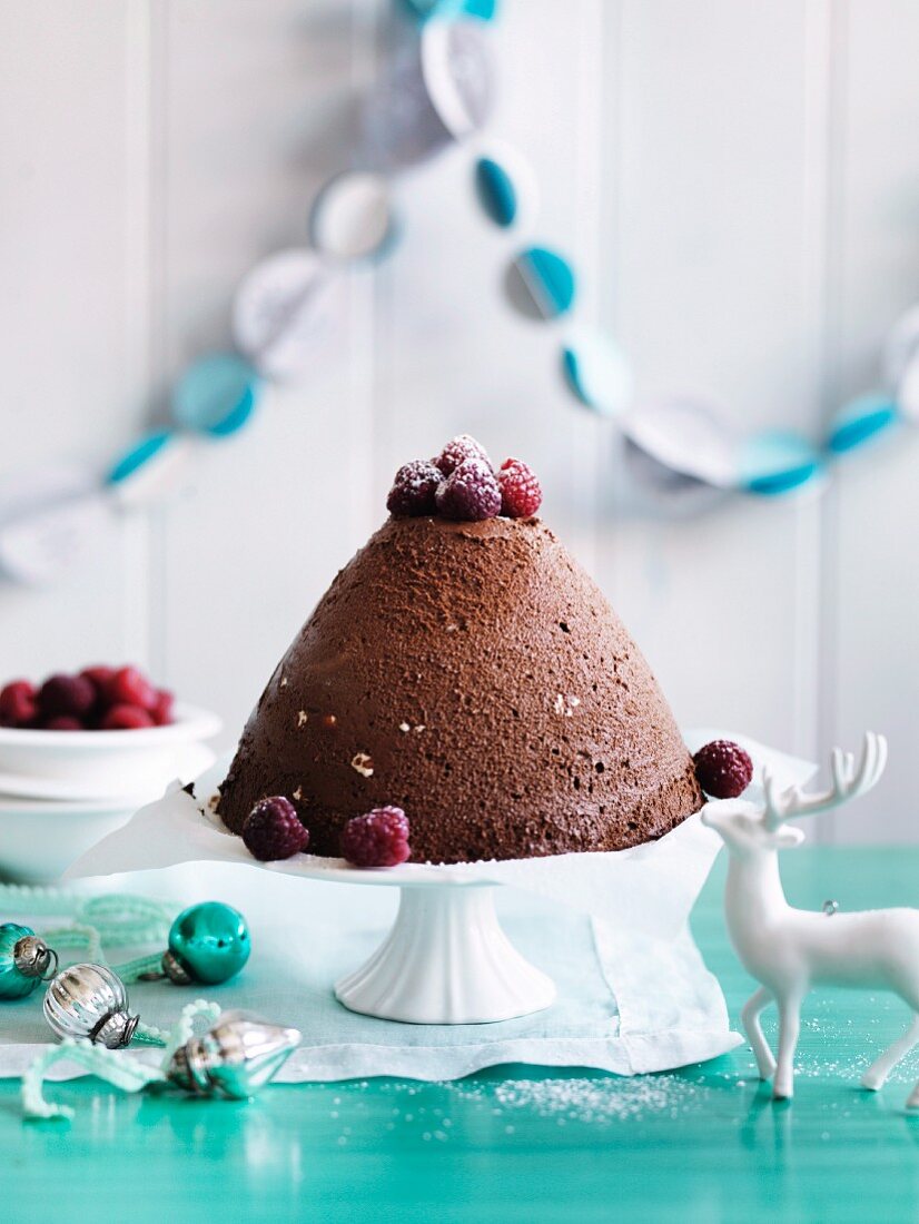Dome-shaped nougat and chocolate semifreddo with brandy