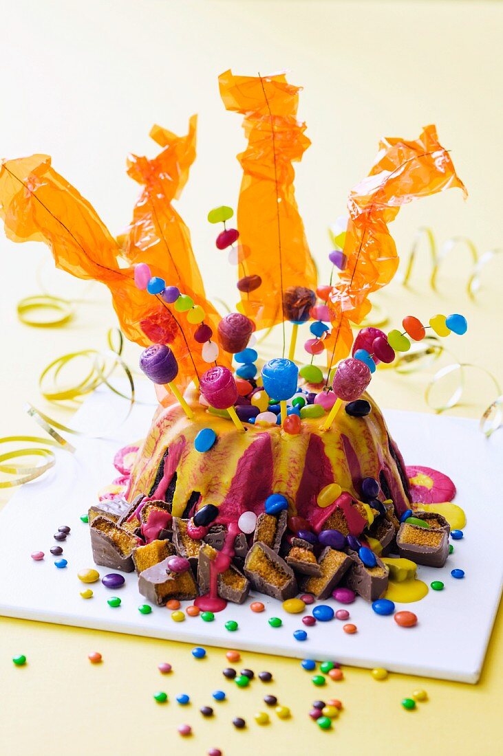 A child's birthday cake (a volcano)