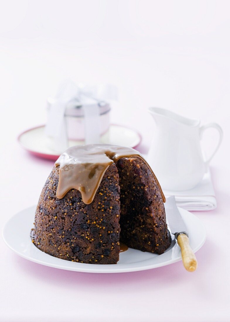 Figgy pudding with butterscotch sauce