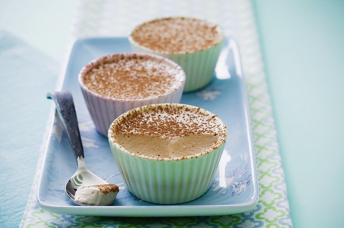 Vanilla mousse with cocoa powder (a child's dessert)