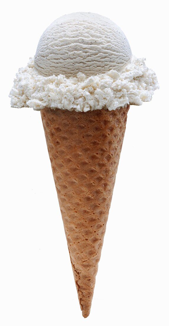 Vanilla Ice Cream Cone on a White Background