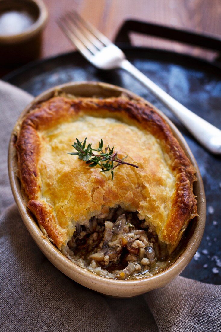 Veal pie with mushrooms