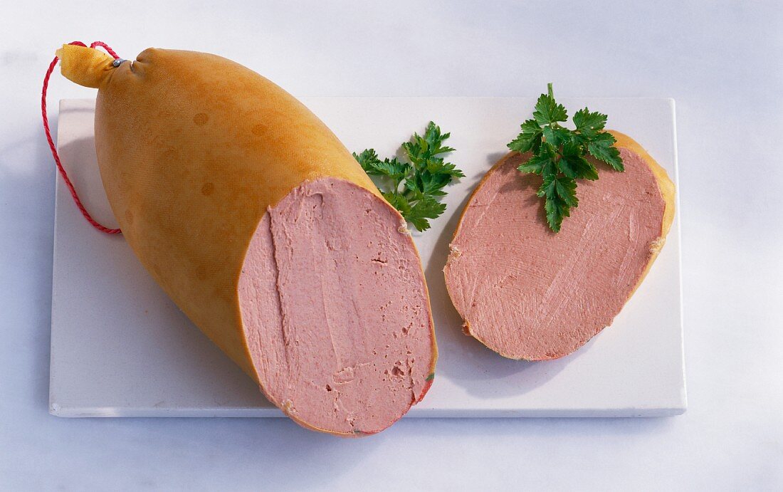 Liver sausage, sliced open