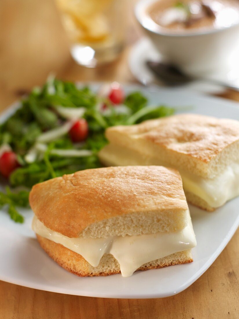 Focaccia and Crescenza Cheese Sandwich