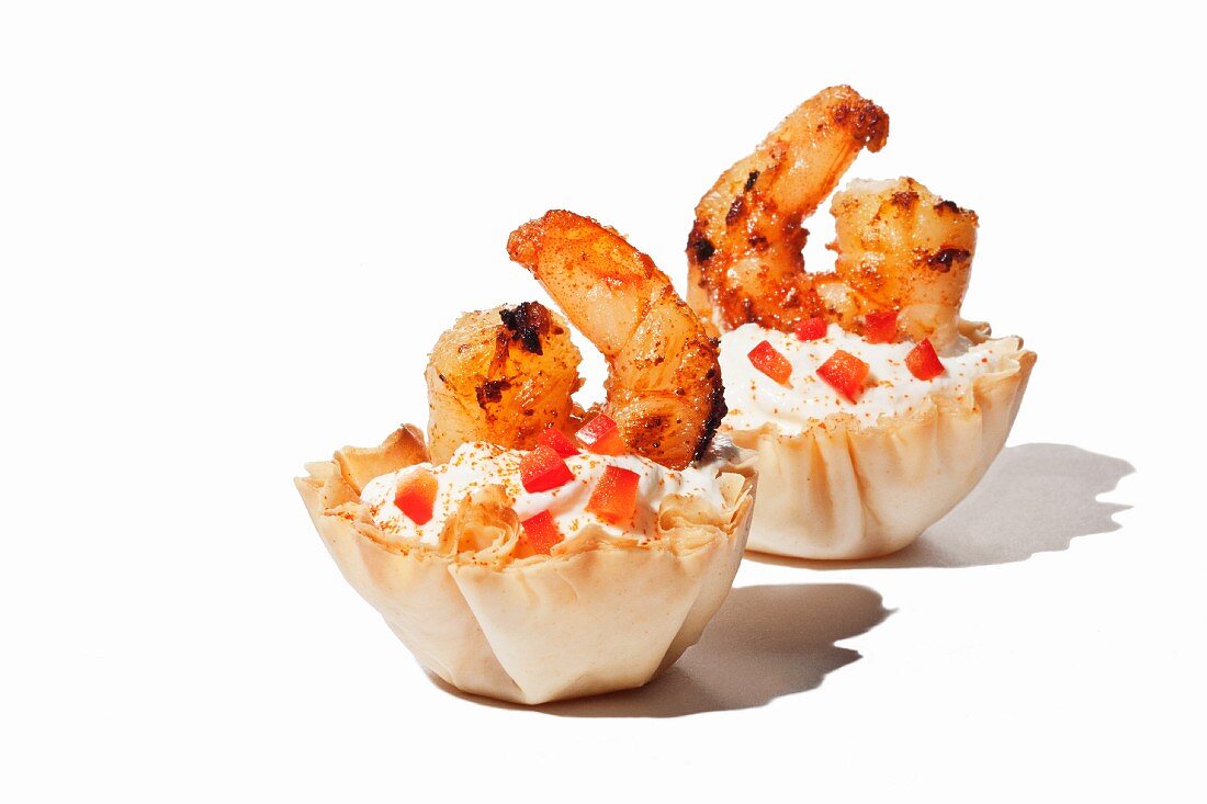 Two Cajun Shrimp Cups on a White Background