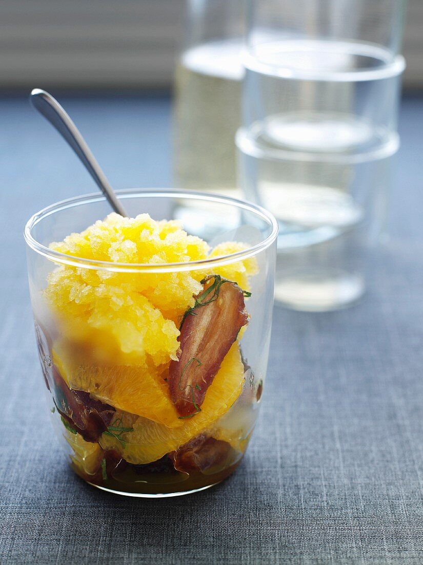 Orange granita with dates